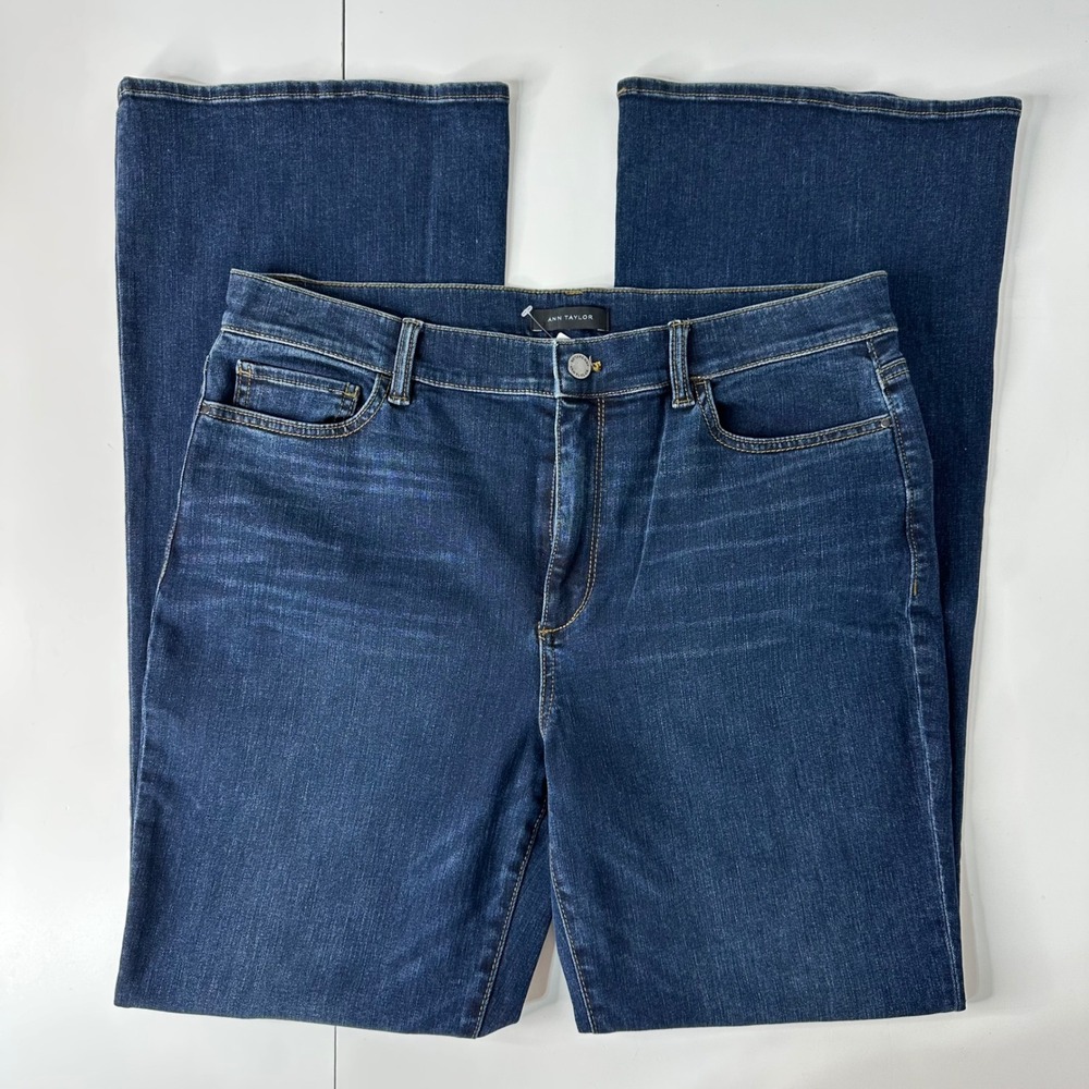 Ann Taylor High Rise Flare Jeans Dark Wash Blue Business Casual Office NEW Sz 14